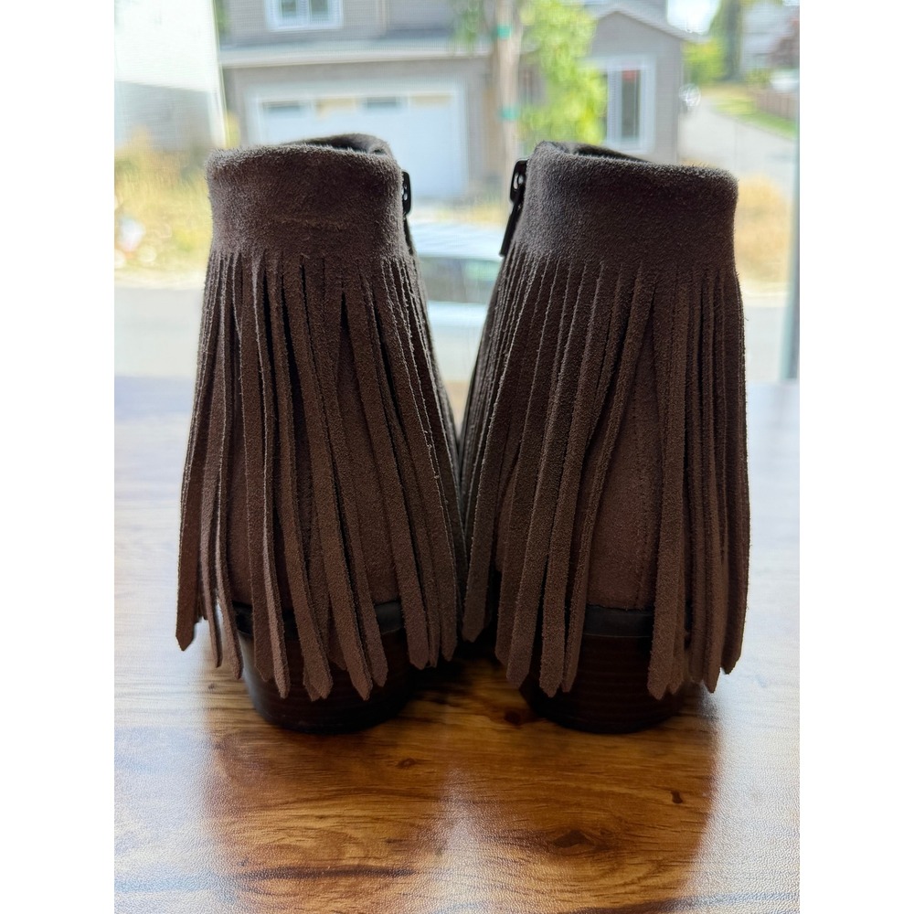 Steve Madden Ranco Brown Suede Fringe Ankle Boots Western Pointed Toe 7.5M - Picture 5 of 7